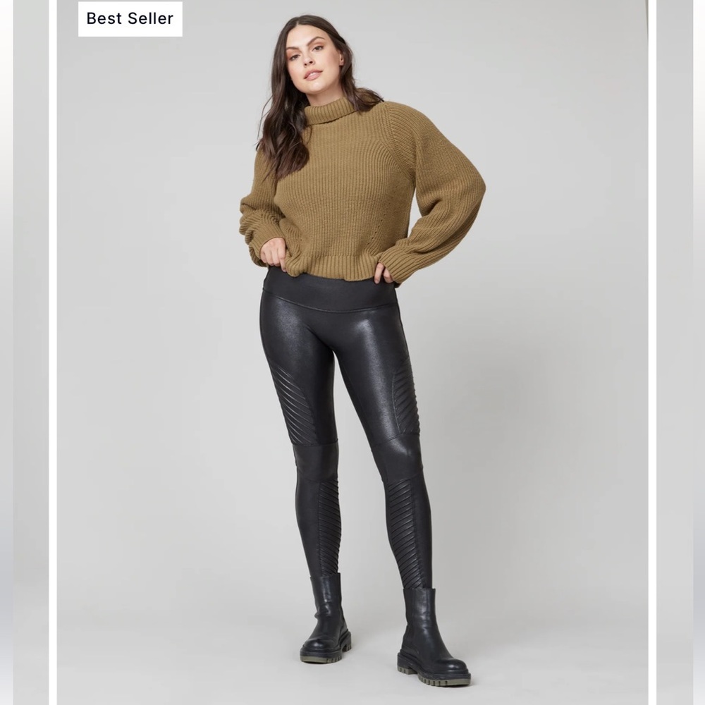 Spanx moto faux leather leggings size Sp